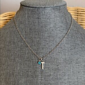 NWT Dainty Silver Letter T Initial Necklace